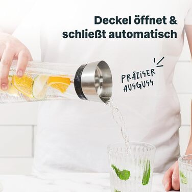 Скляний графин SILBERTHAL з фруктовою вставкою - графин для води з кришкою - можна мити в посудомийній машині, прозорий (1 л фруктова шпажка)