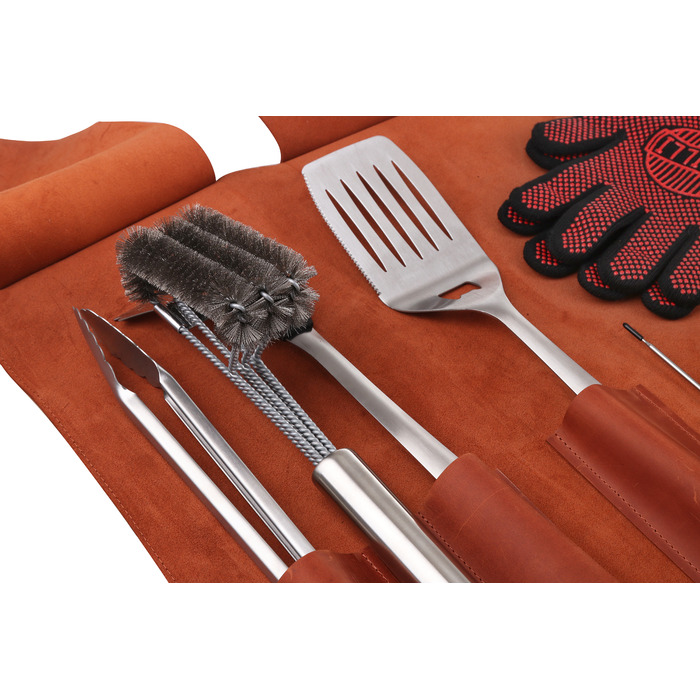 Скрутка-органайзер для аксессуаров барбекю кожаная GRILLI