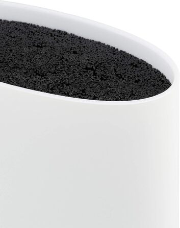 Ножовий блок овальний, відсік для ножів зі щетиною, 22 x 16,5 x 6,5 см, білий Relaxdays