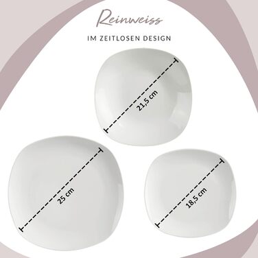 СПІВАЧКА Білий столовий сервіз Bilgola, порцеляновий набір посуду з 30 предметів на 6 персон, набір тарілок округлого дизайну, обідня тарілка (обідній сервіз 18 шт. )