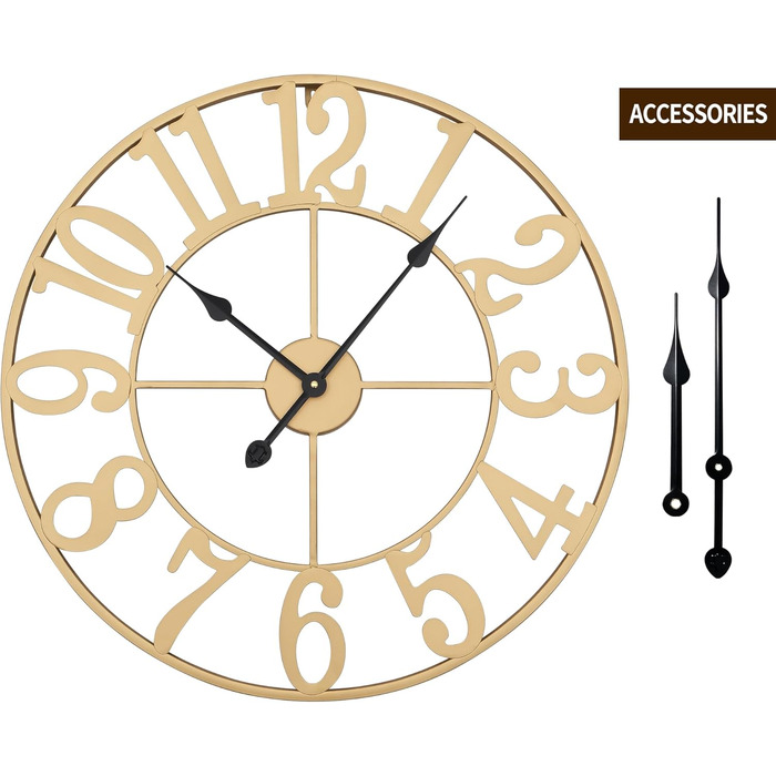 Великі круглі металеві безшумні настінні часи у вінтажному стилі 80 см HAITANG