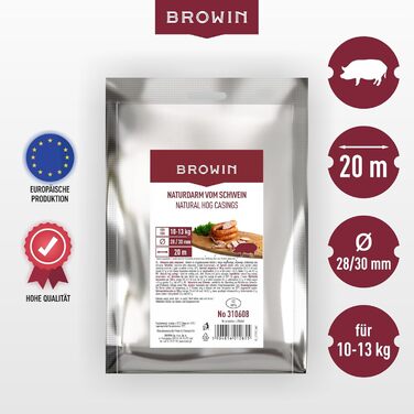 Натуральна оболонка для ковбас Натуральна оболонка вищого сорту для домашньої ковбаси, ялівцевої ковбаси, білої ковбаси, сардельки (калібр 18/20 мм, 91 метр, овеча оболонка)