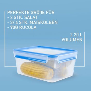 Набір контейнерів для зберігання продуктів EMSA Clip & Close, прямокутні, 5 x 0,8 л, коробки для зберігання, 100 герметичні, придатні для миття в посудомийній машині, морозильної камери та мікрохвильової печі, прозорі, сині, зроблені в Німеччині, N10307 (