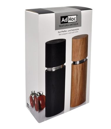 Мельница для перца и соли 20 см, набор 2 предмета, черный/коричневый Textura AdHoc
