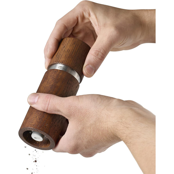 Млин для перцю та солі 15 см, набір 2 предмети, чорний/коричневий з упаковками 50 г перцю та морської солі Textura AdHoc