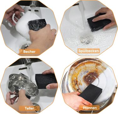 Набір губок для миття посуду 8 шт. 10 x 6,7 x 2,5 см чорний Sanrolax