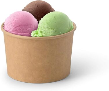 Картонні стаканчики для морозива 400 мл - Одноразові стаканчики без пластику та біорозкладні - Десертні миски на винос (коричневі, 200 мл (50 шт. )), 50 шт.