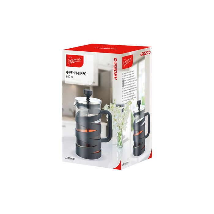 Френч-пресс ARDESTO Gemini, 600 мл, Нержавеющая сталь, Стекло, Пластик