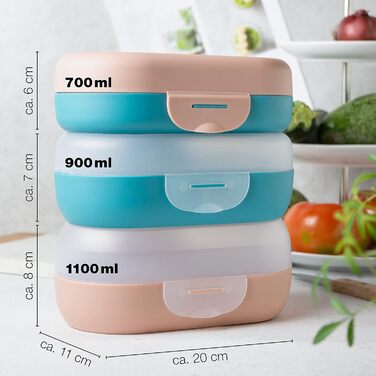 Набір дитячих ланч-боксів, 3 предмети, різнокольорові Moritz & Moritz