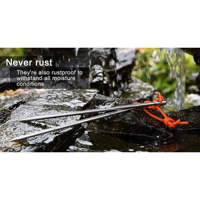 Титанові кілочки для намету довжиною 20 см Цвяхи для намету Кемпінгові намети Ставки для походів на відкритому повітрі Важкі кілочки для подовження з мотузкою 8 шт. /лот Ti4006P (8 шт. )