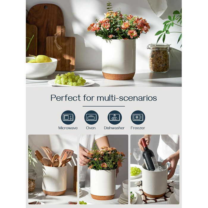 Тримач кухонного посуду DOWAN, великий тримач посуду 18 см для кухонної стійки, захисний килимок для столу, важкий і стійкий керамічний, без хитання, легко чиститься, білий для домашніх майстрів