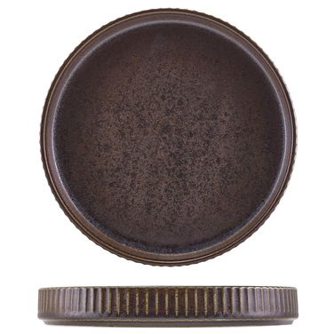 Тарілка презентаційна 20*3 см із вертикальним бортом, Terra Porcelain Black Fluted, GenWare