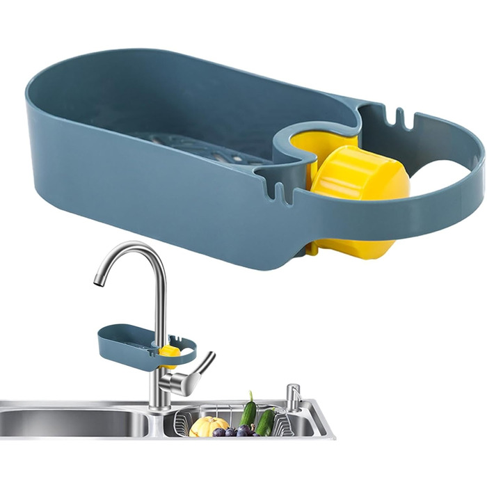 Стійка для зберігання крана для раковини, органайзер для кухонної раковини, кухонний кран, багатофункціональна стійка для крана для раковини, зберігання посуду, кухонне начиння, стійка для зливу для дому, ванної кімнати, щітки для мила (Balu)