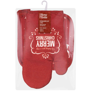 Набір прихваток для кухні Ardesto Christmas Happy Holidays 17х28см, 20х20см, 90% поліестер, 10% бавовна, червоний