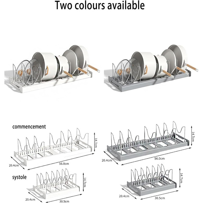 Підставка для посуду розсувна, 6 відділень, білий ZLXHDL