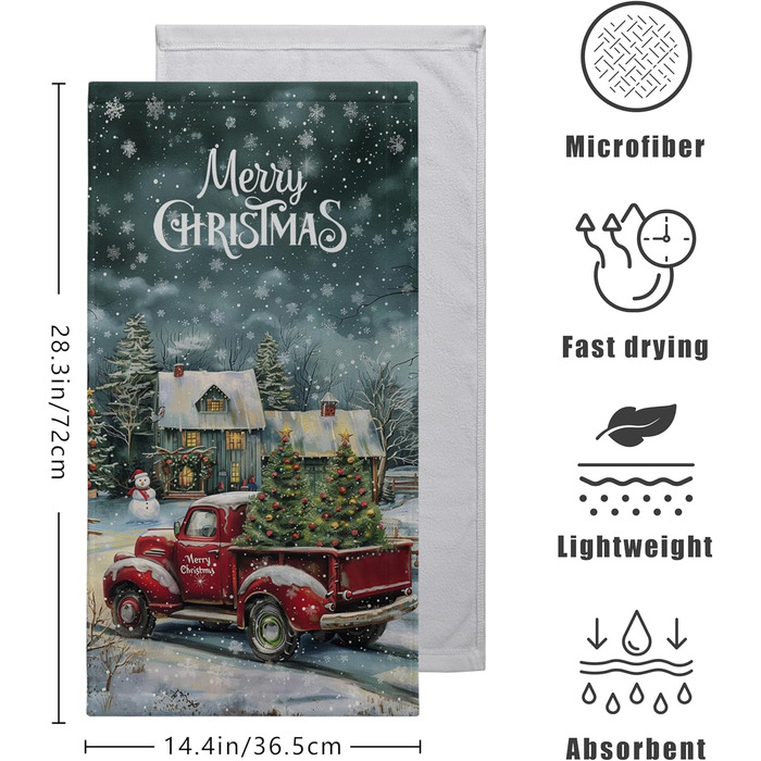 Різдвяні кухонні рушники Kwlegh, рушник для рук, різдвяна ялинка, цукерка-тростина, сніжинка, рушник для пальців, набір з 2 шт. , милий чоловічий банний рушник, високопоглинаючі рушники, 36 x (різдвяна вантажівка)