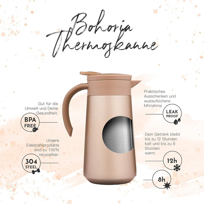 Термос-кавник 0,8 л нержавіюча сталь, чорний BOHORIA