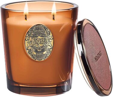 Ароматна свічка M&SENSE Лісова хатина, ароматичні свічки у склянці, натуральна соєва свічка, час горіння 55 годин, подарункові свічки для жінок та чоловіків, подарункова свічка (еспресо з гарячою карамеллю, 560 г)