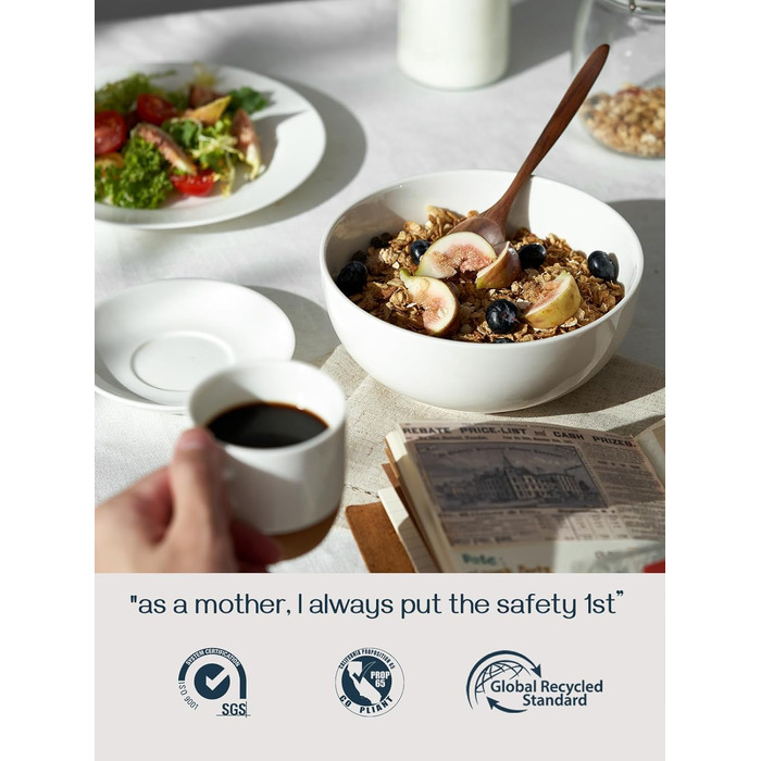 Набір з 4 великих мисок для супу 1,1 л, білий Dowan