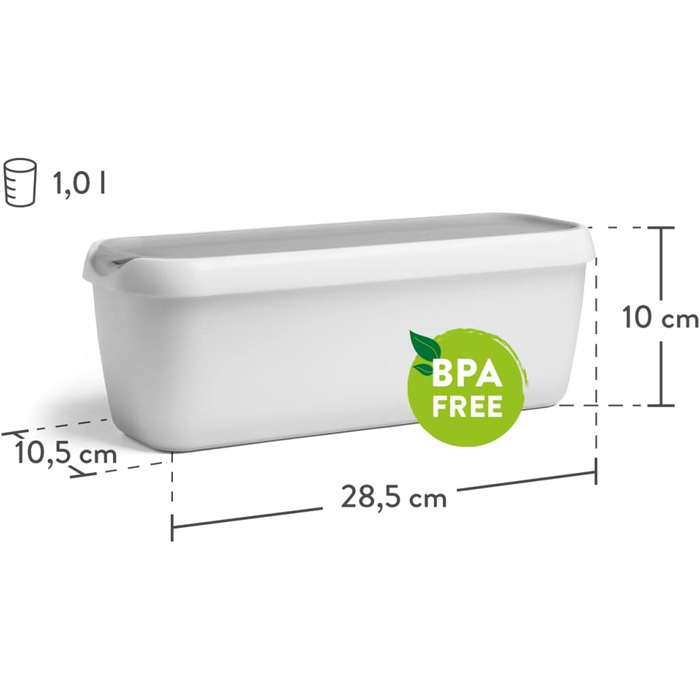 Набір з 2 контейнерів для морозива для морозива 1 л, контейнери для зберігання, контейнери для морозильної камери, контейнери для льоду без бісфенолу А харчового класу (сірий порційний контейнер)