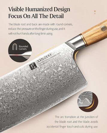 Китайський кухарський ніж-тесак 19 см, дамаська сталь XINZUO