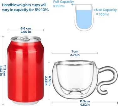 Двостінні милі келихи для лате макіато з різдвяною ялинкою 270 мл Кавова чашка Різдвяна кружка з ситечком для чаю з різдвяною ялинкою Чайні склянки для молока, льоду, різдвяні подарунки для жінок і дітей (Тип 11 Прозорий-130 мл*2, 130 мл*2)