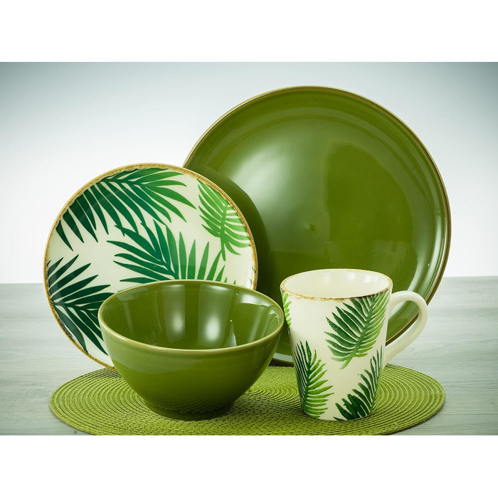 Набор посуды на 4 персоны, 16 предметов, зеленый Ibiza Creatable