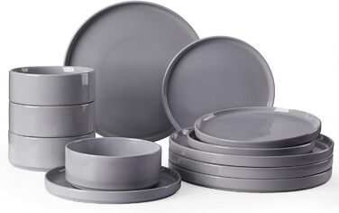 Набір посуду Richmount Nebula для 6 осіб, набір тарілок та мисок із 18 предметів, набір посуду з крапчастої кераміки, можна мити в мікрохвильовій печі та посудомийній машині, сервіз Nebula для 6 осіб (темно-сірий, сервіз Nebula для 4 осіб)