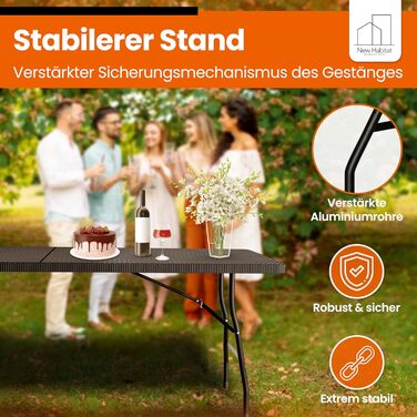 Складаний стіл для кемпінгу 180 х 75 см чорний NewHabitat