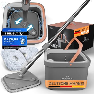 Набір швабри з відром 160 см сірий ALANBERG