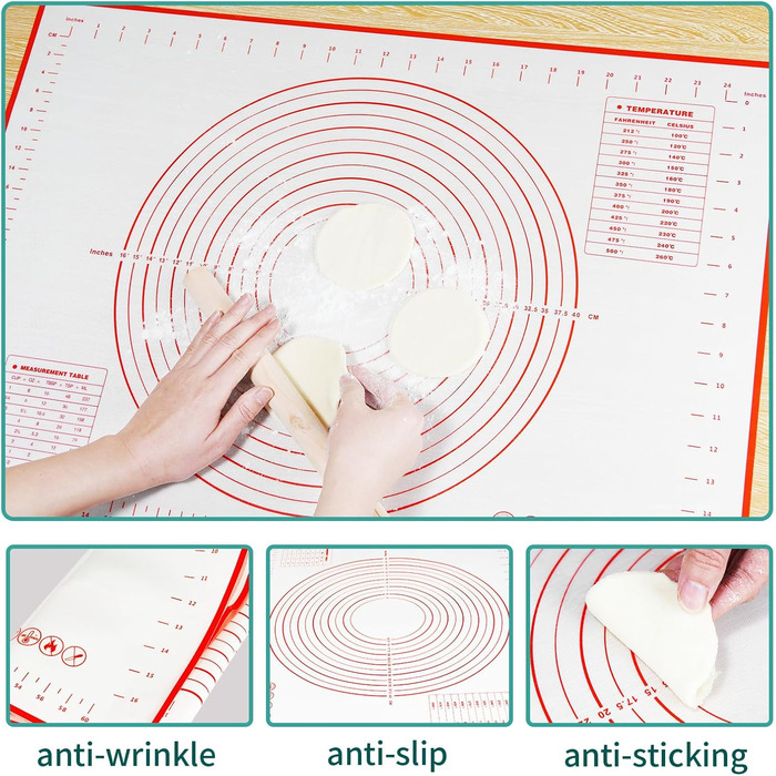 Силіконовий килимок для випічки 70 х 50 см червоний Behiruch