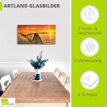 Настінний декор скляні картини настінна картина скляна картина цільна 40x40 см квадрат пляж море сонце карибський басейн природа пейзаж узбережжя схід сонця морський S7LE (Пірс, 60Д x 30Ш см)