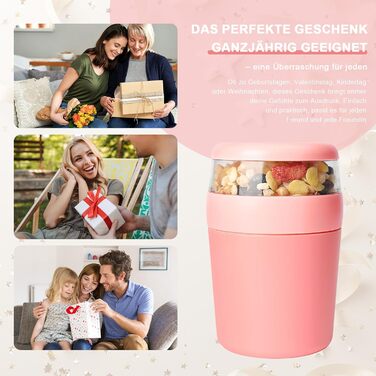 Стаканчик для пластівців 750 мл зі складаною ложкою, рожевий Swkien