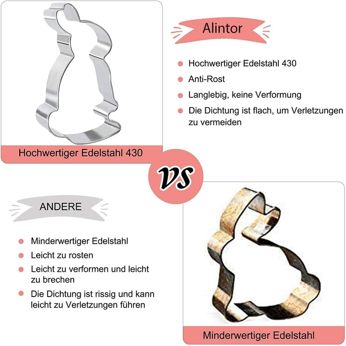 Формочки для печива Alintor, 12 шт. , виготовлені з нержавіючої сталі, металеві, формочки для печива для наповнення адвент-календаря, набір для випікання фонданового печива, прикраси торта (Великдень)