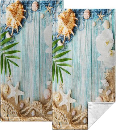 Різдвяні кухонні рушники Kwlegh, рушник для рук, різдвяна ялинка, цукерка-тростина, сніжинка, рушник для пальців, набір з 2 шт. , милий чоловічий банний рушник, високопоглинаючі рушники, 36 шт. (пляжні мушлі)