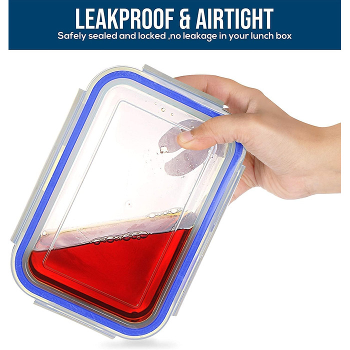 Банок для зберігання з кришками (9 контейнерів, 9 кришок) Контейнери для зберігання продуктів для кухні, кухонний органайзер без бісфенолу А (6 упаковок, синій), 18