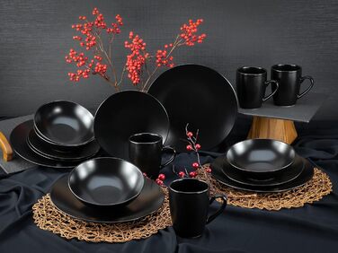 Набір посуду на 4 персони, 16 предметів, Black Matt Creatable