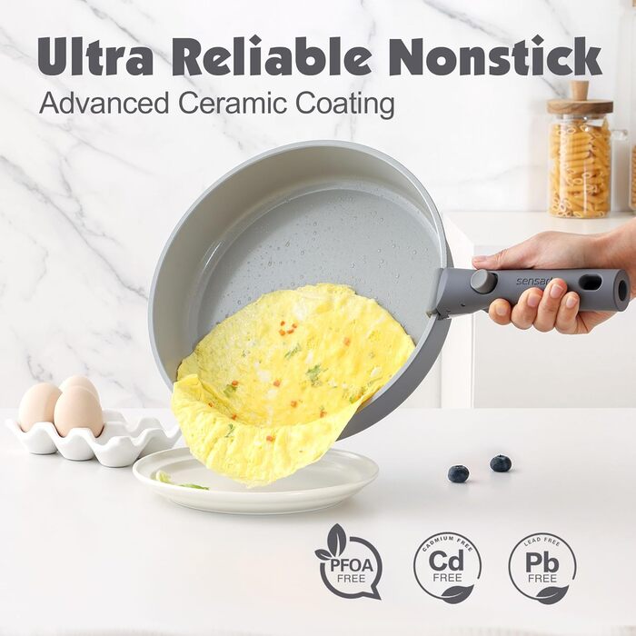 Набір кухонного посуду, 17 предметів, сірий Sensarte