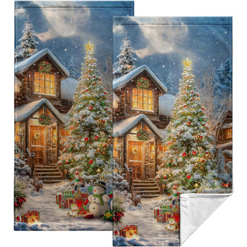 Різдвяні кухонні рушники Kwlegh, рушник для рук, рушник для пальців у формі різдвяної ялинки з цукерками та сніжинками, набір з 2 шт. , милий чоловічий банный рушник, високопоглинаючі рушники, 36 x (Xmas-a)