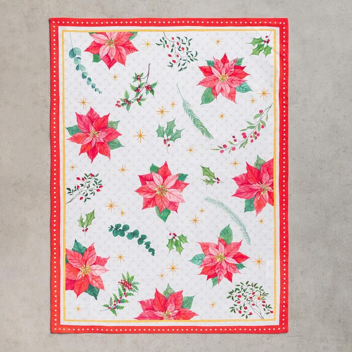 Набір з 3 багатоцільових кухонних рушників Maison d&39 Hermine Rural Christmas, 100 бавовна Барні рушники День подяки/Різдво (50 см x 70 см) (17 - Різдвяні рушники з пуансетією)