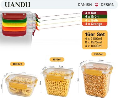 Набір ємностей для зберігання 16 контейнерів uandu