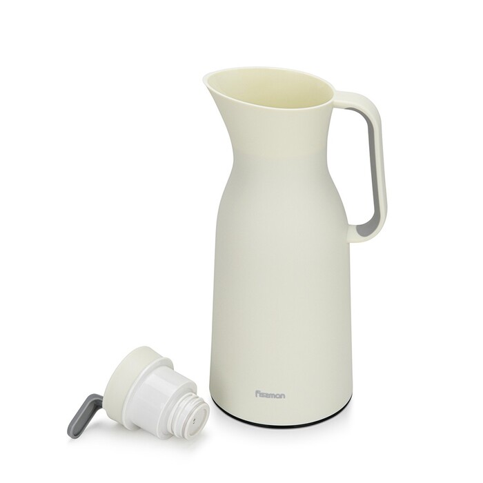 Термоглечик Fissman 1000 мл, колір БІЛИЙ пластиковий корпус зі скляною колбою (19841)