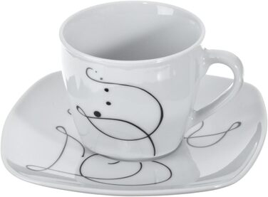 Серія Шансон, комбінований сервіз 30 предметів, порцеляновий набір посуду, на 6 персон, білий