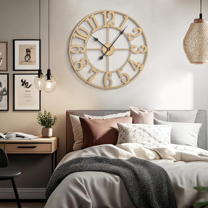 Великі круглі металеві безшумні настінні часи у вінтажному стилі 80 см HAITANG