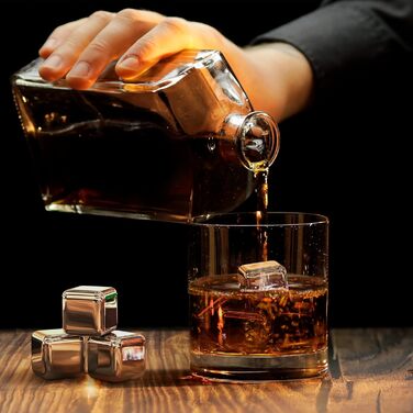 Набір каменів для віскі - 8 багаторазових кубиків льоду, щипці, тканинний мішок, VINENCO