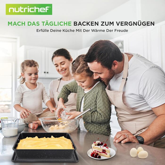 Набір форм для випічки NutriChef - Набір із 8 антипригарних форм для випічки - Без PFOA, PFOS, PTFE, придатний для використання в духовці до 232C - Кругла форма для випічки, форма для хліба, форма для мафінів та деко, придатний для миття в посудомийній ма