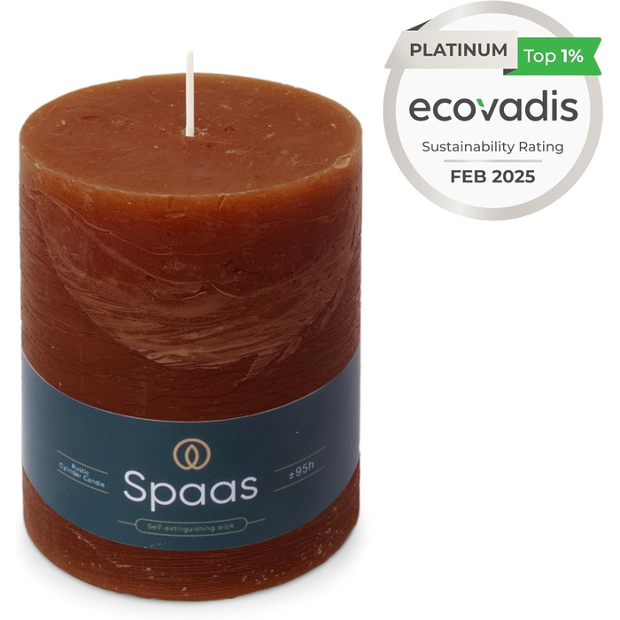 Свічка Spaas Rustic Pillar, 100/130 мм, 95 год, чорна (бордо)