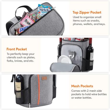 Герметичная сумка-холодильник Рюкзак Водонепроницаемый рюкзак для пикника Изолированная сумка для ланча для мужчин Женщины Работа Пикники Пляж Кемпинг Путешествия Активный отдых, серый серый M, 22L Cool Pack