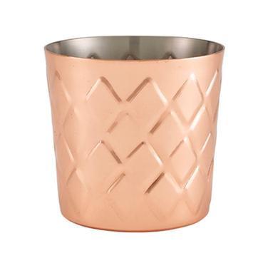 Склянка металева 410 мл, 8.5х8.5 см, з ромбоподібним візерунком, мідне покриття, GenWare