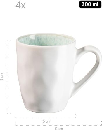 Холодне серце, керамічний набір посуду на 4 персони, комбінований сервіз з 16 предметів з органічними формами, кольоровий сервіз, керамограніт (бірюзово-зелений)